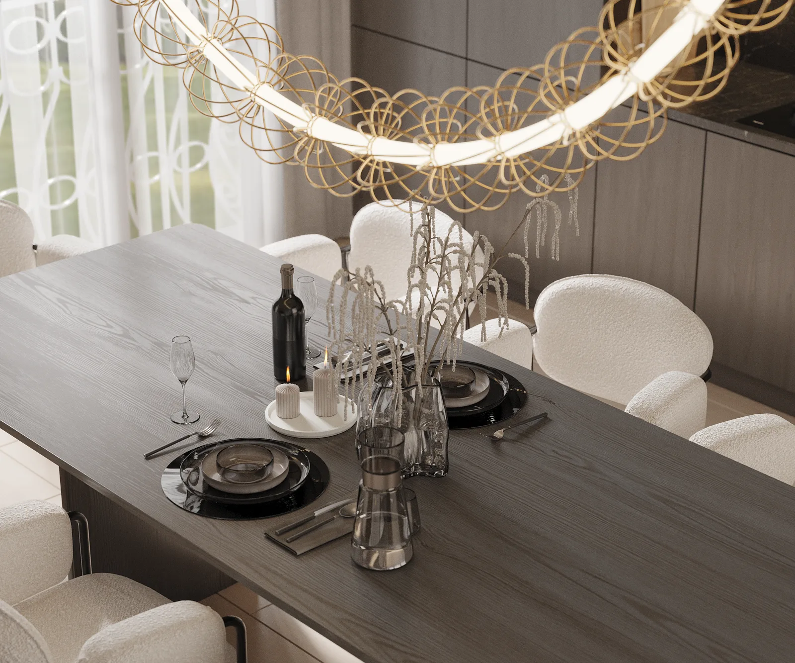 Elegancka jadalnia i kuchnia